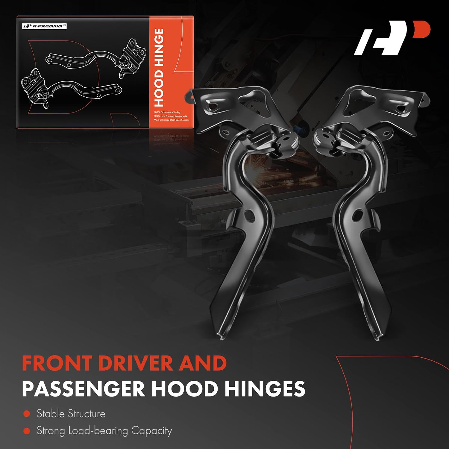 A-Premium Driver and Passenger Hood Hinges Compatible with Lexus | for Lexus NX200t 2015-2017, NX300 2018-2021, NX300h 2015-2021, Set of 2 Front Left and Right Side Hood Hinges