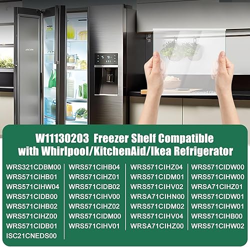 Miniatura 9 de W11188040 Refrigerador Fresco Estante de vidrio superior, estante de vidrio templado para refrigeradores Whirlpool Reemplazo de estante, reemplazos