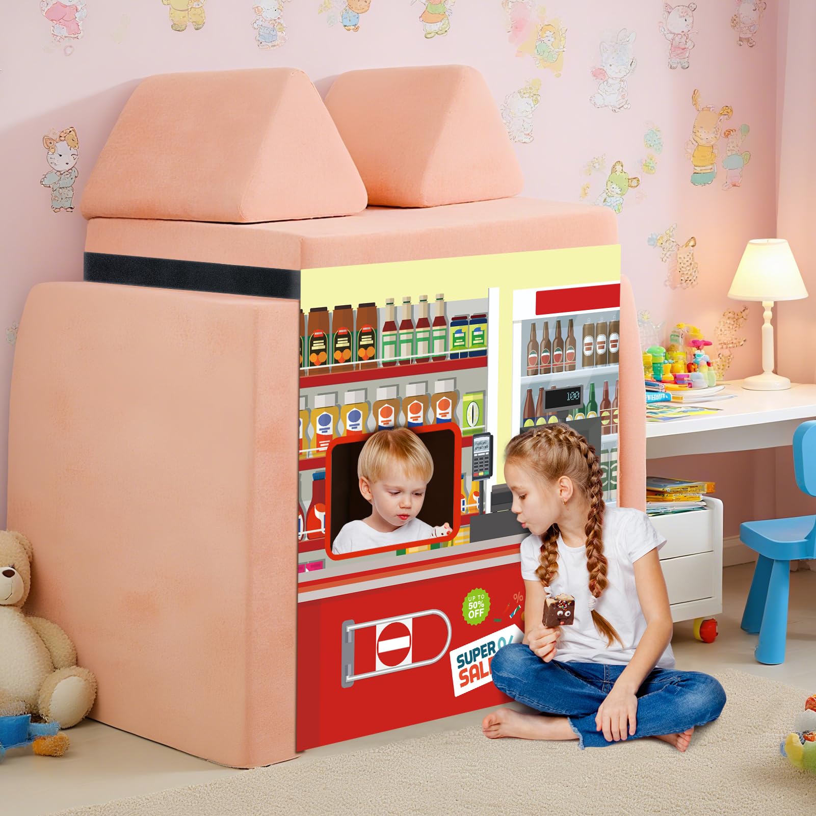 Panel de juego de 4 piezas para sofá de espuma para niños, sofá modular de juegos en casa para niños pequeños (sofá de juego no incluido) 3