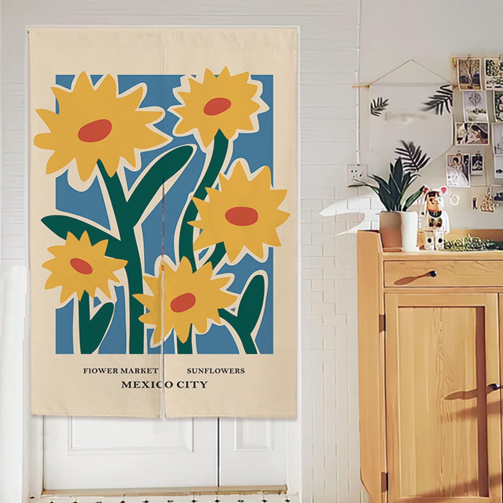 Amazon｜のれん 80*170 北欧 綿麻 カラー 目隠し 風景 梅の花 花柄