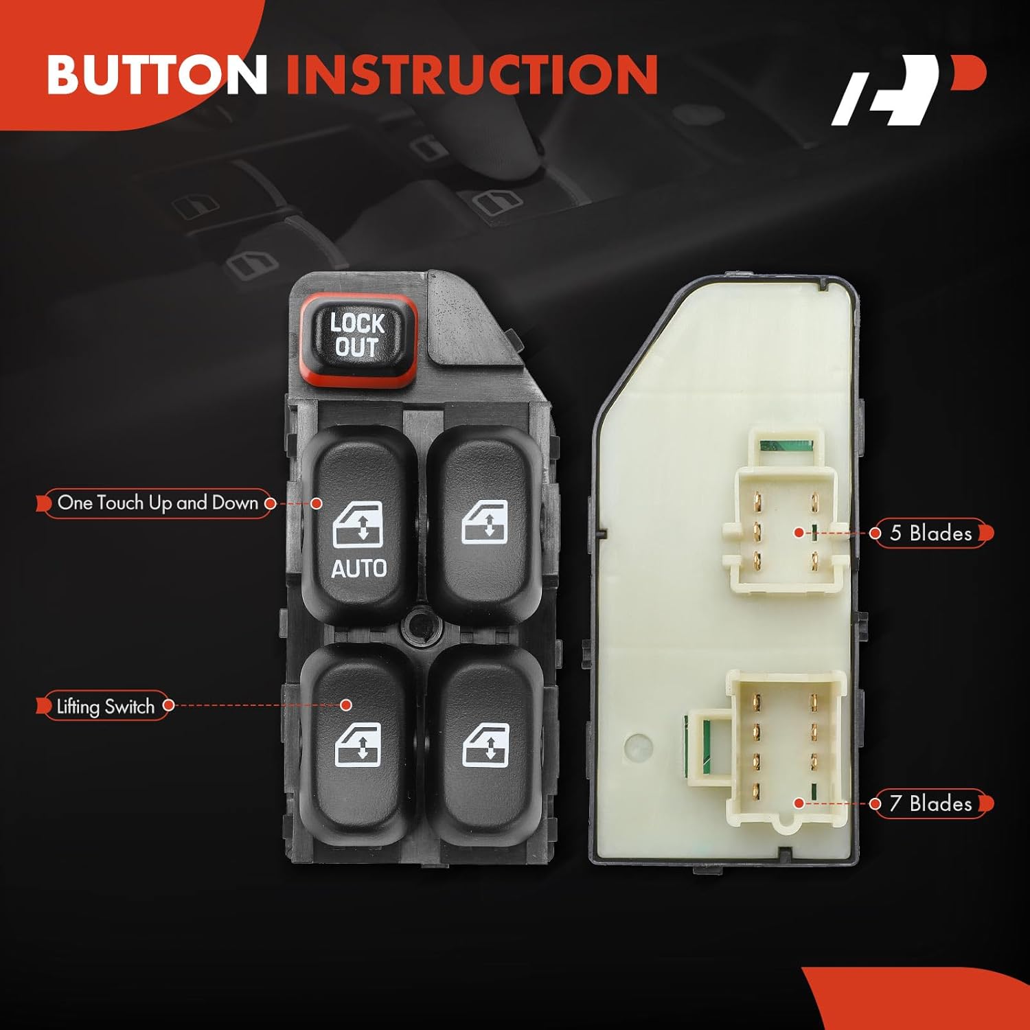 A-Premium Driver Side Power Window Switch Compatible with Chevrolet Lumina 1995 1996 1997 1998 1999 2000 2001