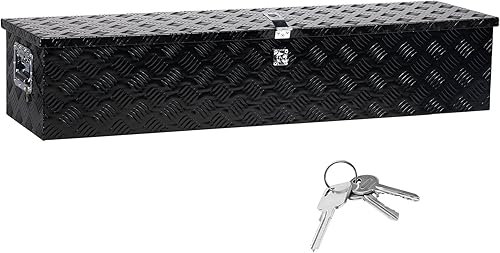 MOTORHOT Caja de herramientas de placa de diamante de aluminio de 49 pulgadas, caja de almacenamiento para caja de camioneta, caja organizadora de