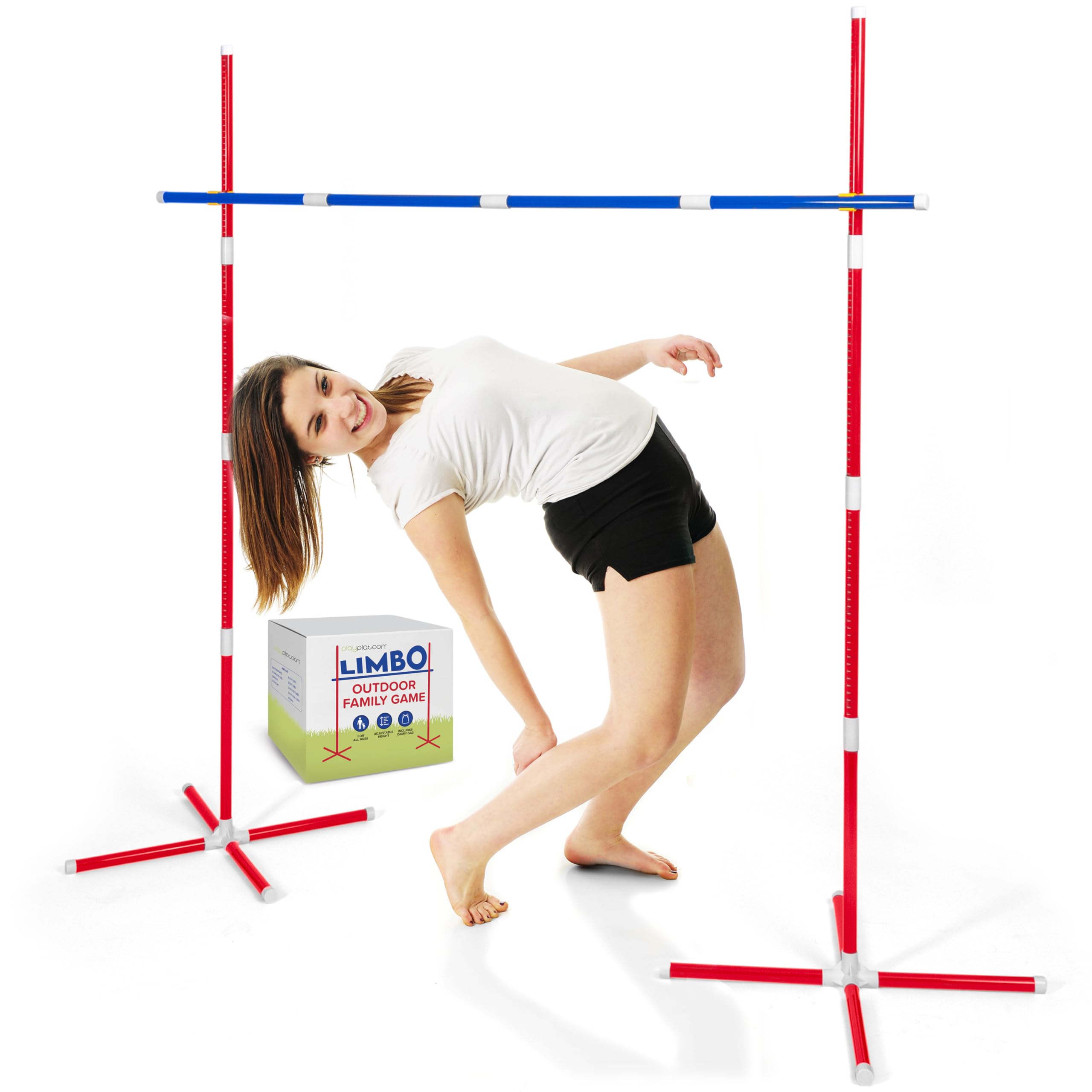 Play Platoon Limbo Game for Kids & Adults - Limbo Stick Set Yard Game, Great for Luau Party, Beach Party and BBQ - Easy to Set Up and Play Anywhere