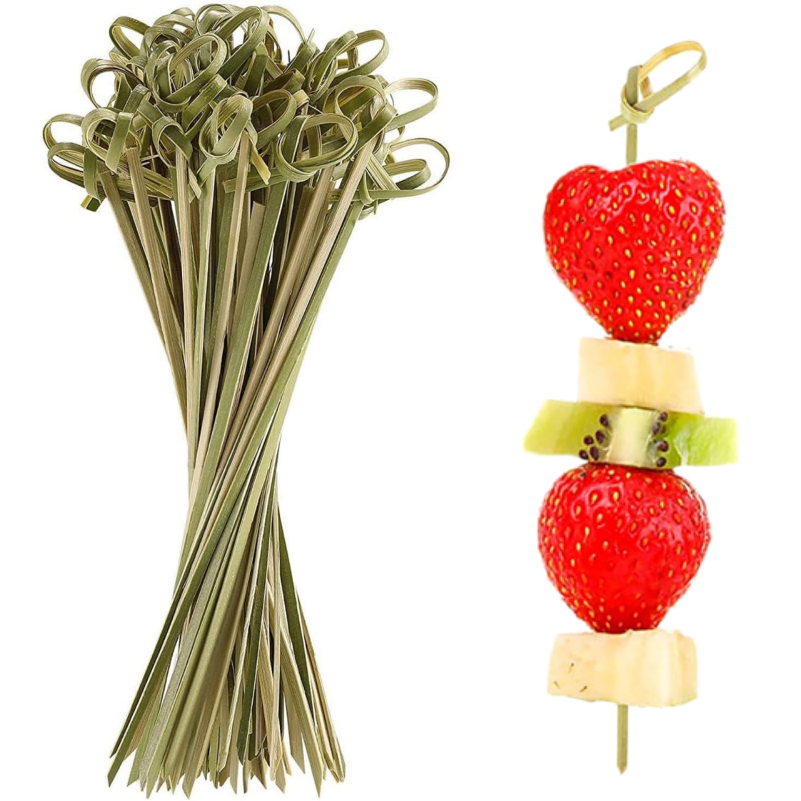 200Pcs Bamboo Cocktail Picks,Natural Bamboo Knot Skewers