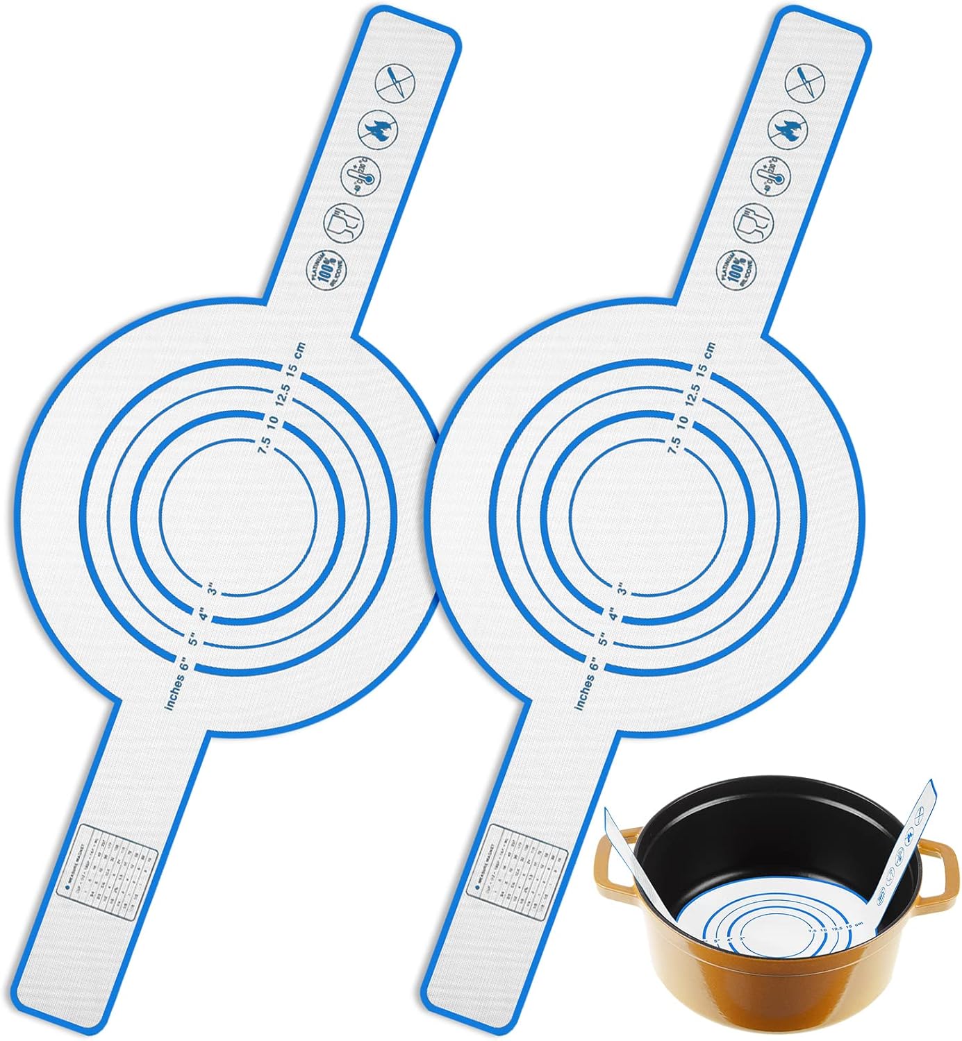 2 Pieces Silicone Baking Mat for Dutch Oven Bread Baking