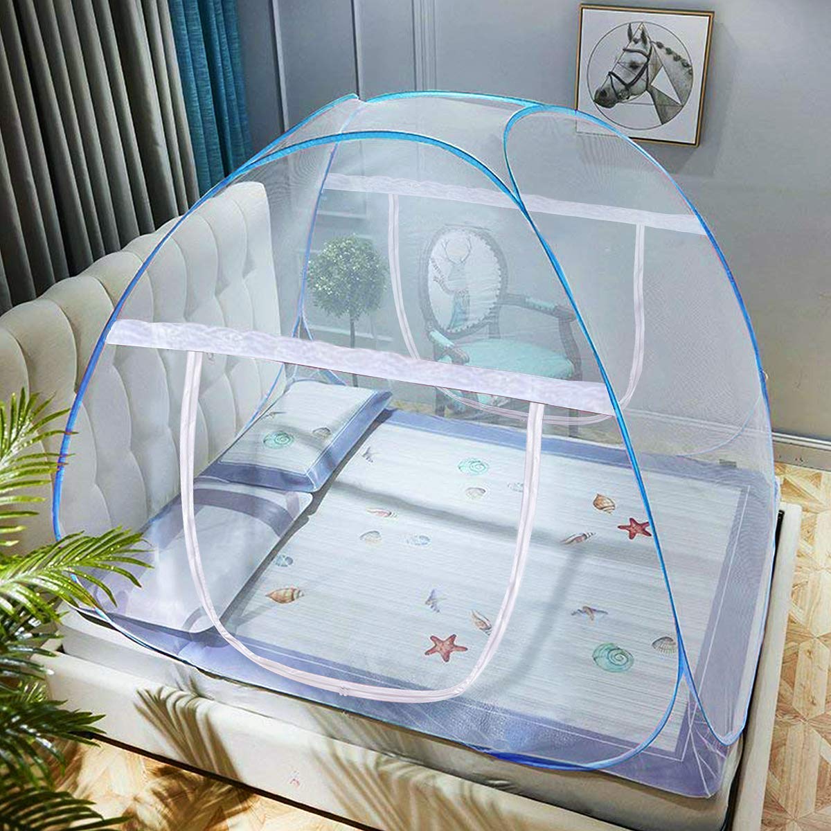 Pop-Up Mosquito Net Tent for Beds Anti Mosquito Bites Folding Design with Net Bottom for Babys Adults Trip (79 x71x59 inch) : Baby