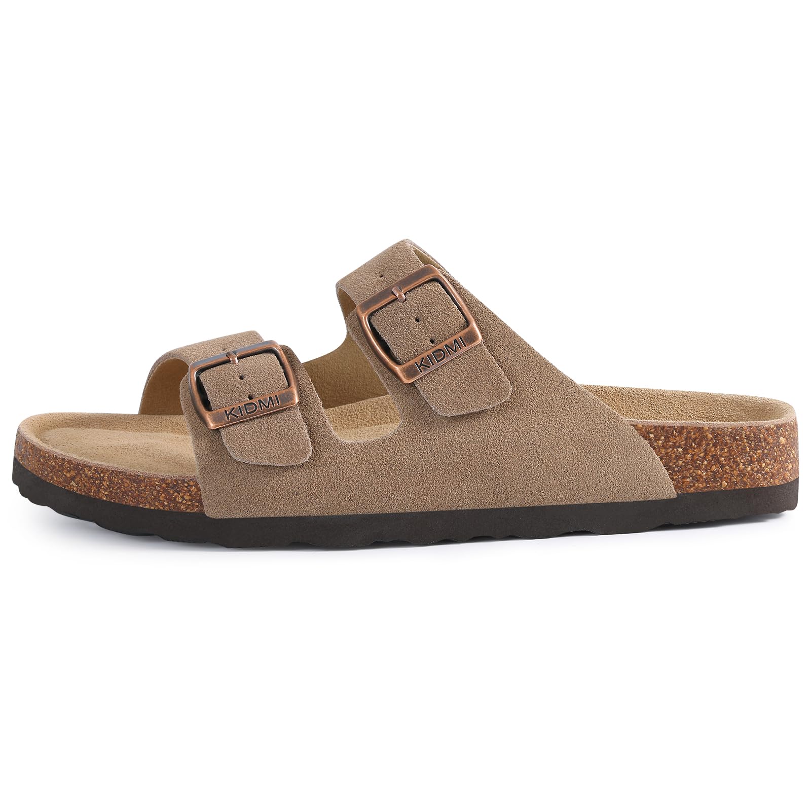 KIDMI Damen Sandalen mit veganem Obermaterial, Fußgewölbeunterstützung, verstellbare Sommer-Pantoletten mit Korkfußbett
