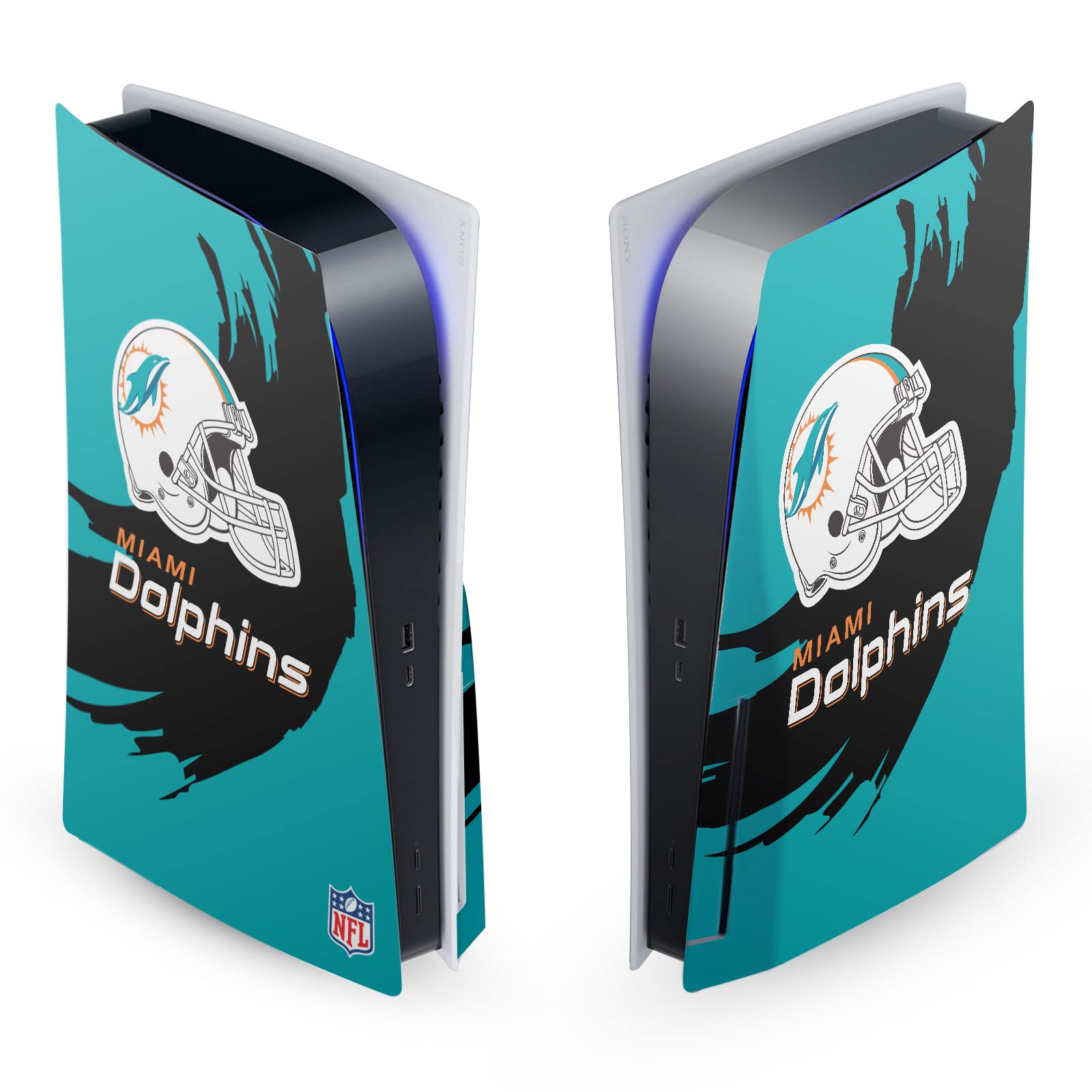 Plaque Frontale Autocollant PS5 Disc Miami Dolphins Vinyle Peau Gaming Head Case Designs - 7