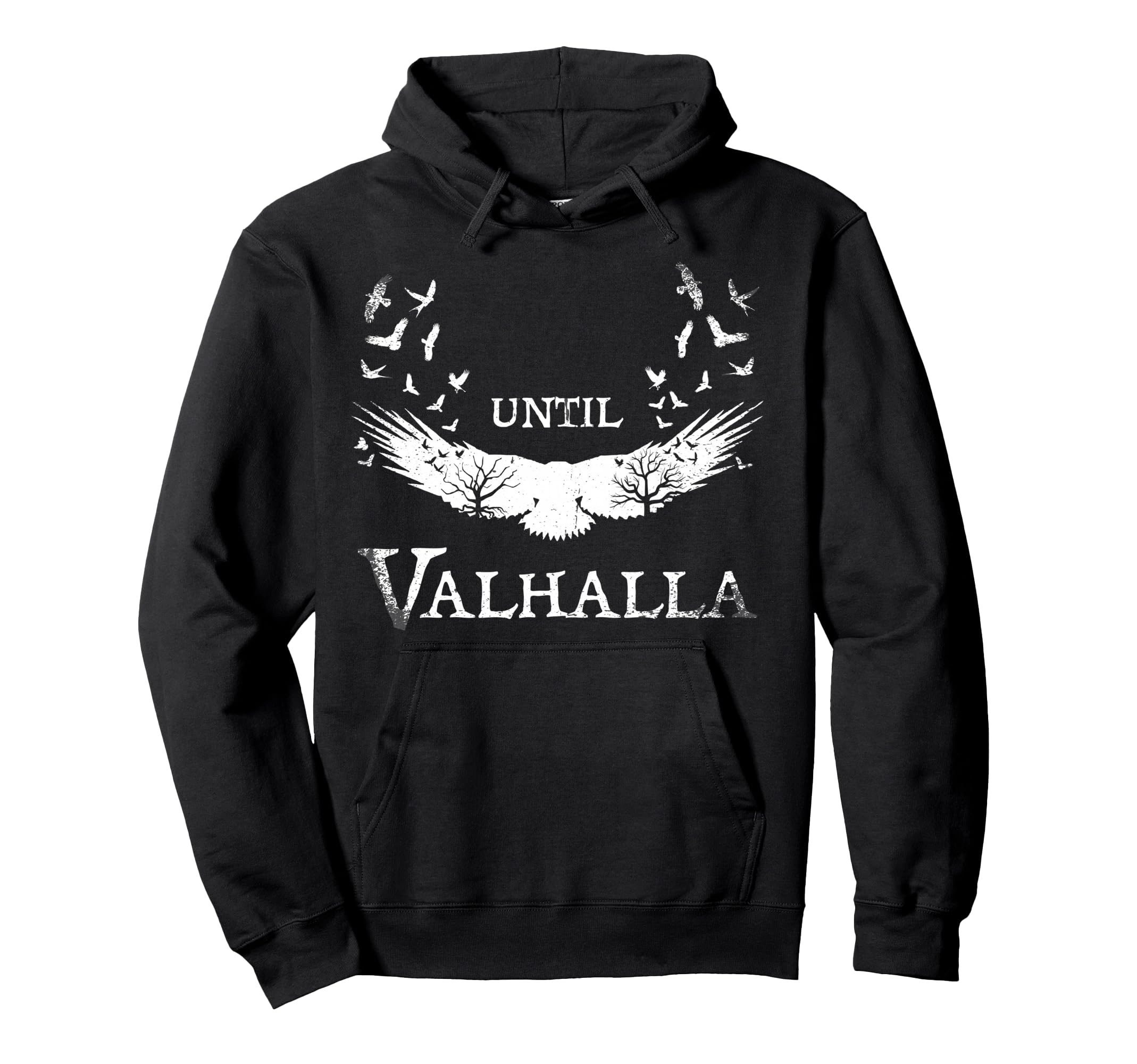 Til Valhalla Tee for men Until Valhalla Viking Odins Raven Pullover Hoodie