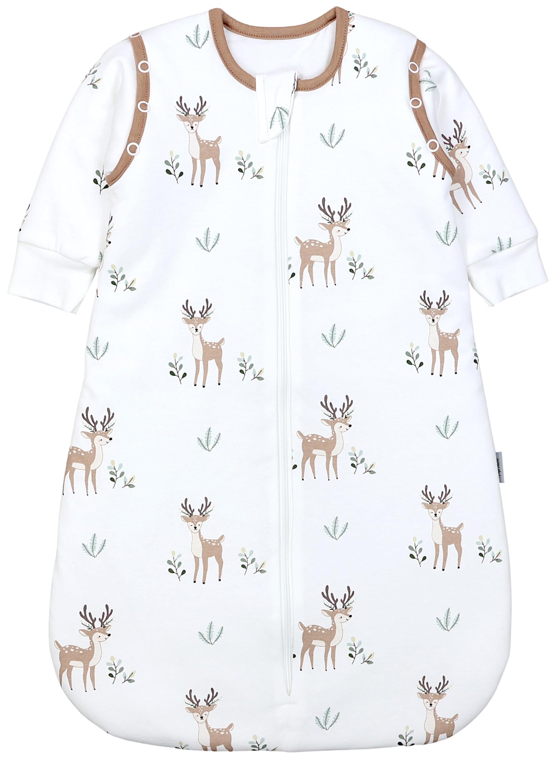 TupTam Schlafsack Baby 2.5 TOG - Ganzjahresschlafsack mit abnehmbaren Ärmeln, Farbe: Rehe, Größe: 56-62
