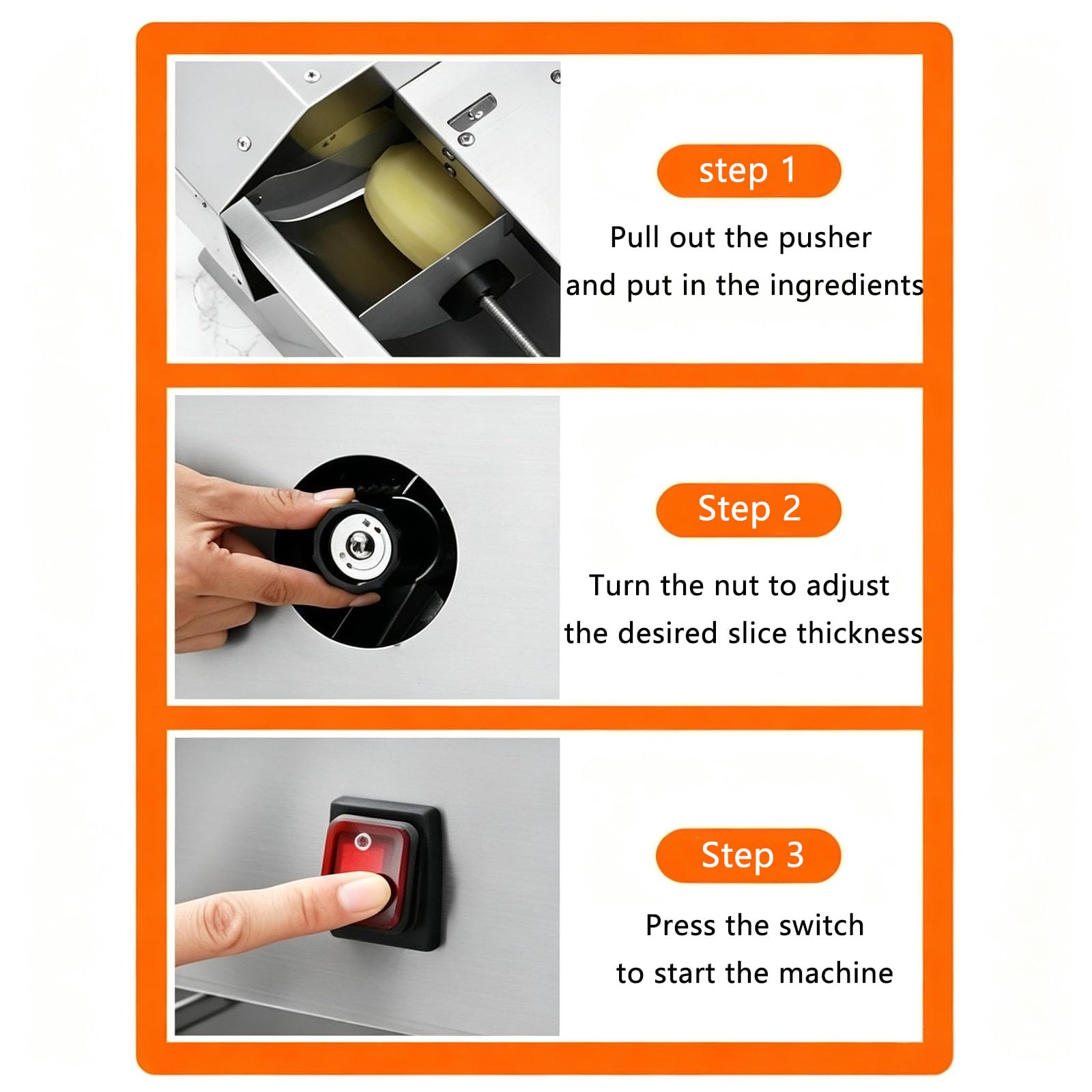 JOSBY Affettatrice Elettrica per Frutta E Verdura, in Acciaio Inox, con Spessore Regolabile, Lame Rimovibili E Tramoggia di Alimentazione di Grande capacità, Ideale per Silver