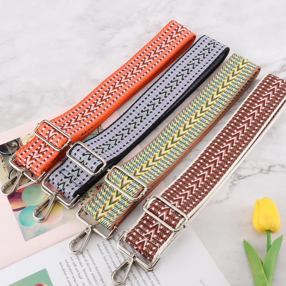 Kiwochy Sangle De Sac Réglable - Large Bandoulière Avec Motif Tricoté - Largeur : 5,8 Cm - Mousqueton Doré - Pour Sacs à Main - Bandoulière De Rechange - Bleu Et Vert