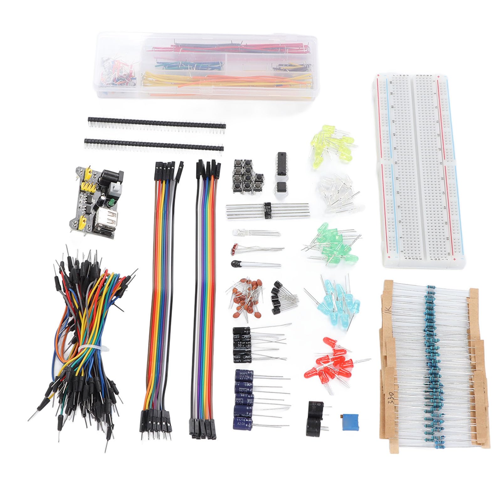 FTVOGUE Assortimento di Kit Elettronici, Componenti Premium, Ideali per Esperimenti Elettrici Fai-da-te con Breadboard da 830 Fori, Perfetti per gli Hobbisti di Elettronica