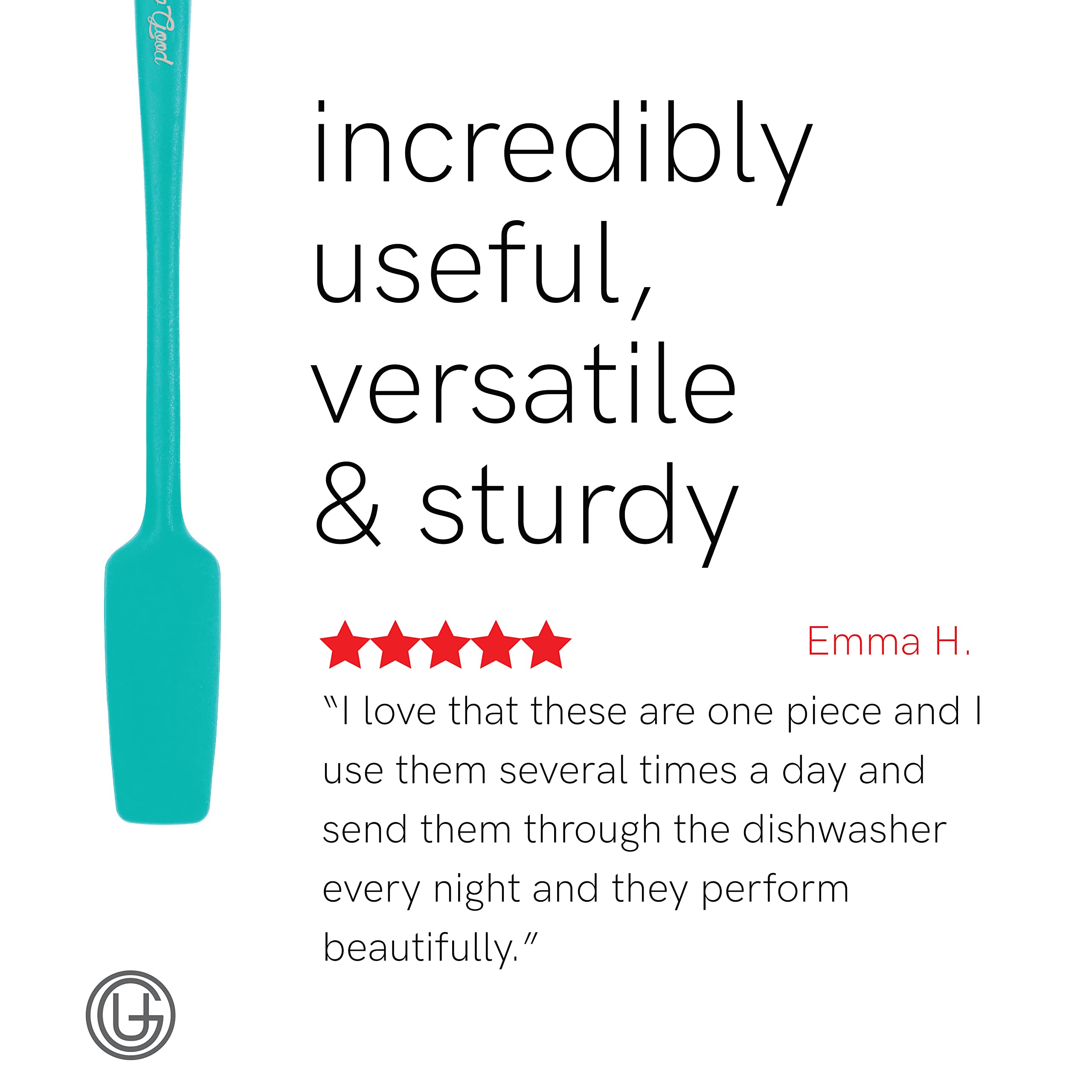 UpGood Set di spatole in silicone 315,6 °C – resistente al calore – Spatole da cucina piccole e grandi – Flessibili senza BPA – Utensili per cucinare, cuocere al forno e mescolare (4 pezzi, verde