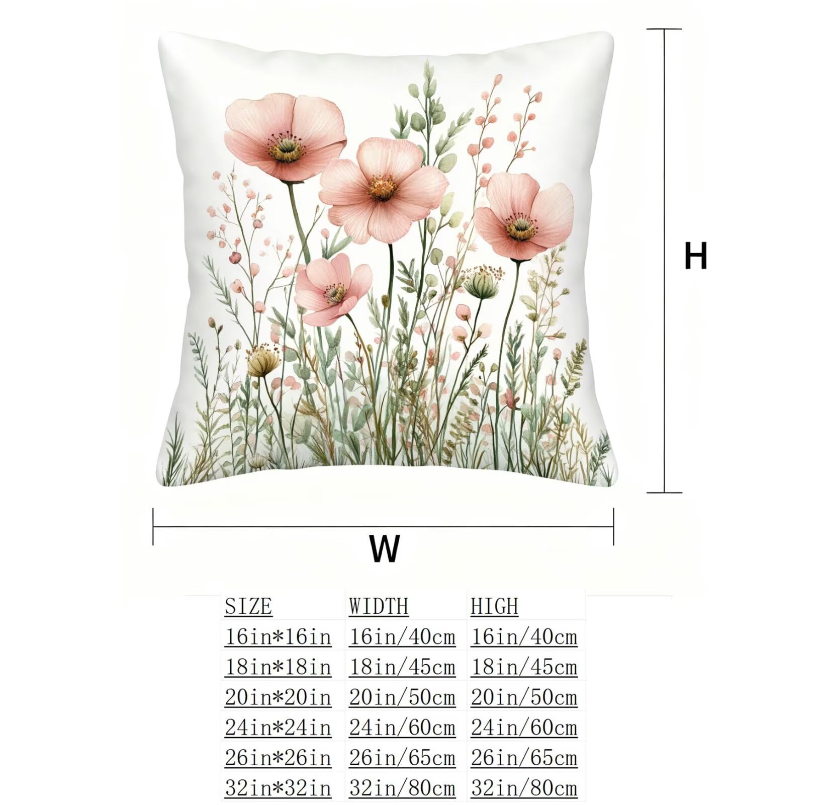 Rose Housse Coussin 60x60 Fleur Taie Oreiller 60x60 Lot de 4 Super Doux Protege Oreiller 60 x 60 Decoration Automne Taie D'oreiller Carrées Coussin Canape, pour Maison Chambre Canapé Chaise E - 602