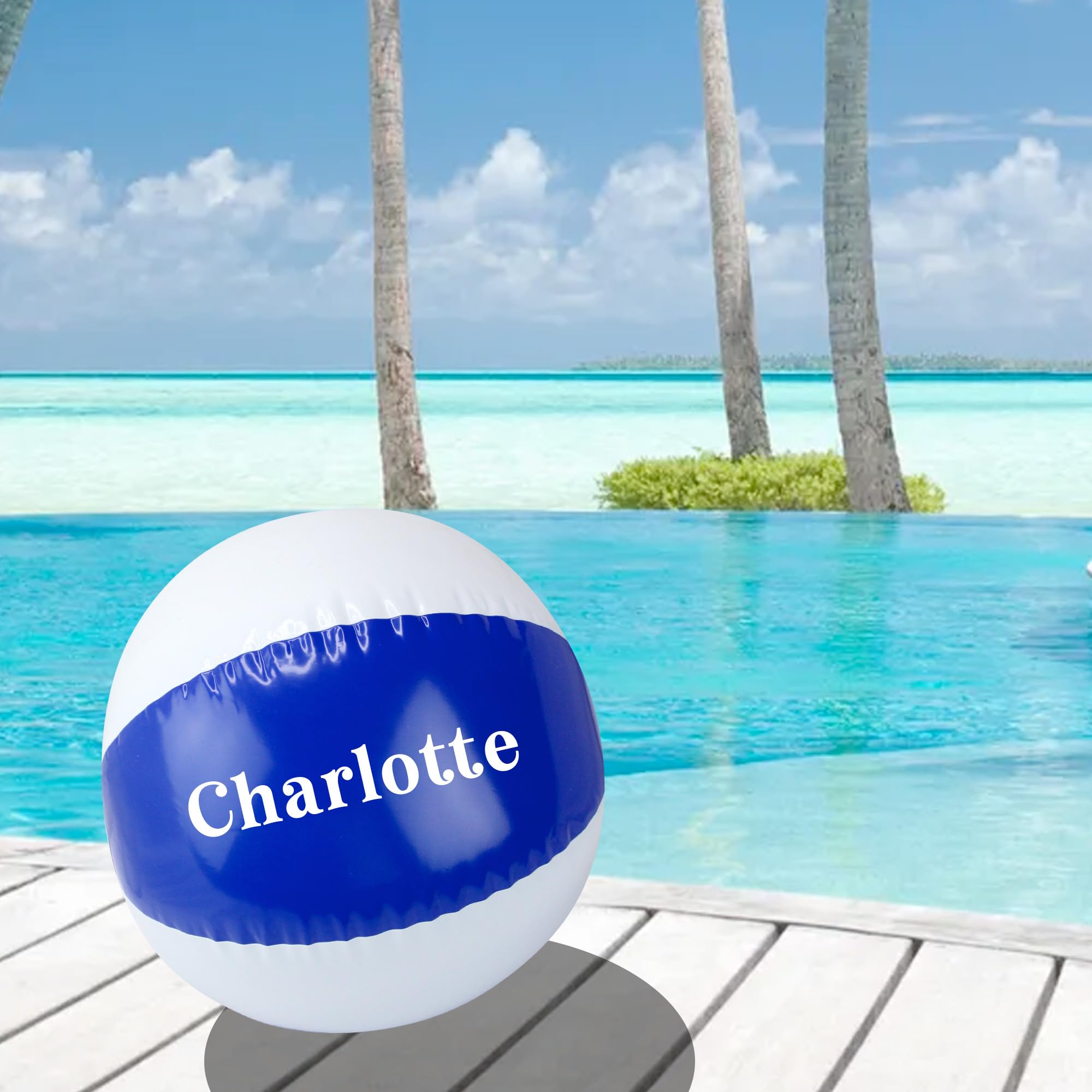 eBuyGB Personalised Vinyl 9" Inflatable Blue Beach Ball Pool Party Garden Toy Holiday Abroad Swimming Accessory Beach Gift - Custom Name (Pack of 5)