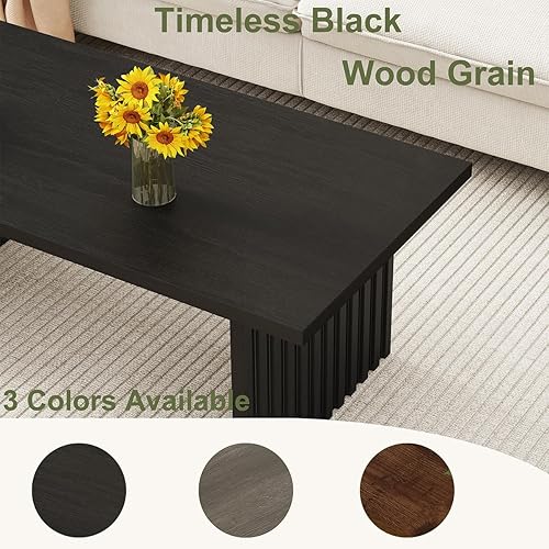 Miniatura 6 de BON AUGURE Mesa de centro negra, mesas de centro modernas para sala de estar, mesa central de madera, mesas de sala de estar para el hogar, oficina