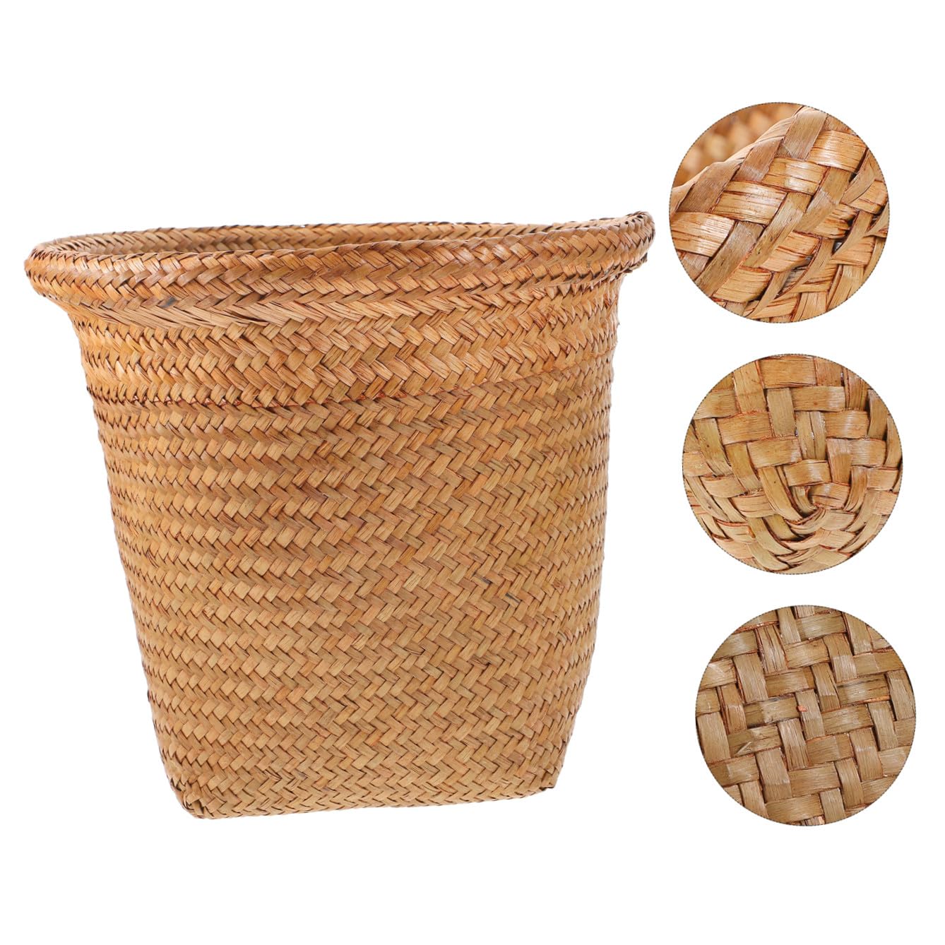Cabilock Straw Woven Wastebasket Medium Multifunctional Home Office Trash Can and Storage Basket for Waste Paper Decorative Rattan Style Container for Household Organization Color