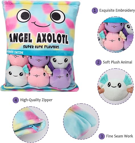 Miniatura 3 de Almohada de Peluche de Ajolote, Linda Almohada de Ajolote con Peluches de Ajolote, Bolsa de Muñecos de Animales de Peluche de Ajolote, Regalo de