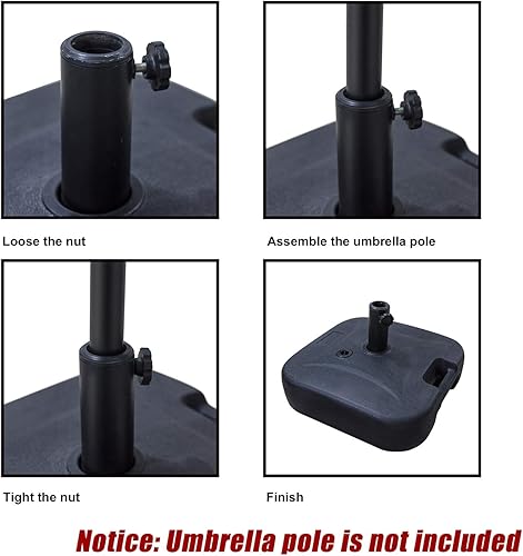 Miniatura 3 de Festival Depot - Base cuadrada para sombrilla de patio (1,5 a 2 pulgadas, peso al aire libre, soporte con soporte para paraguas, para un diámetro de