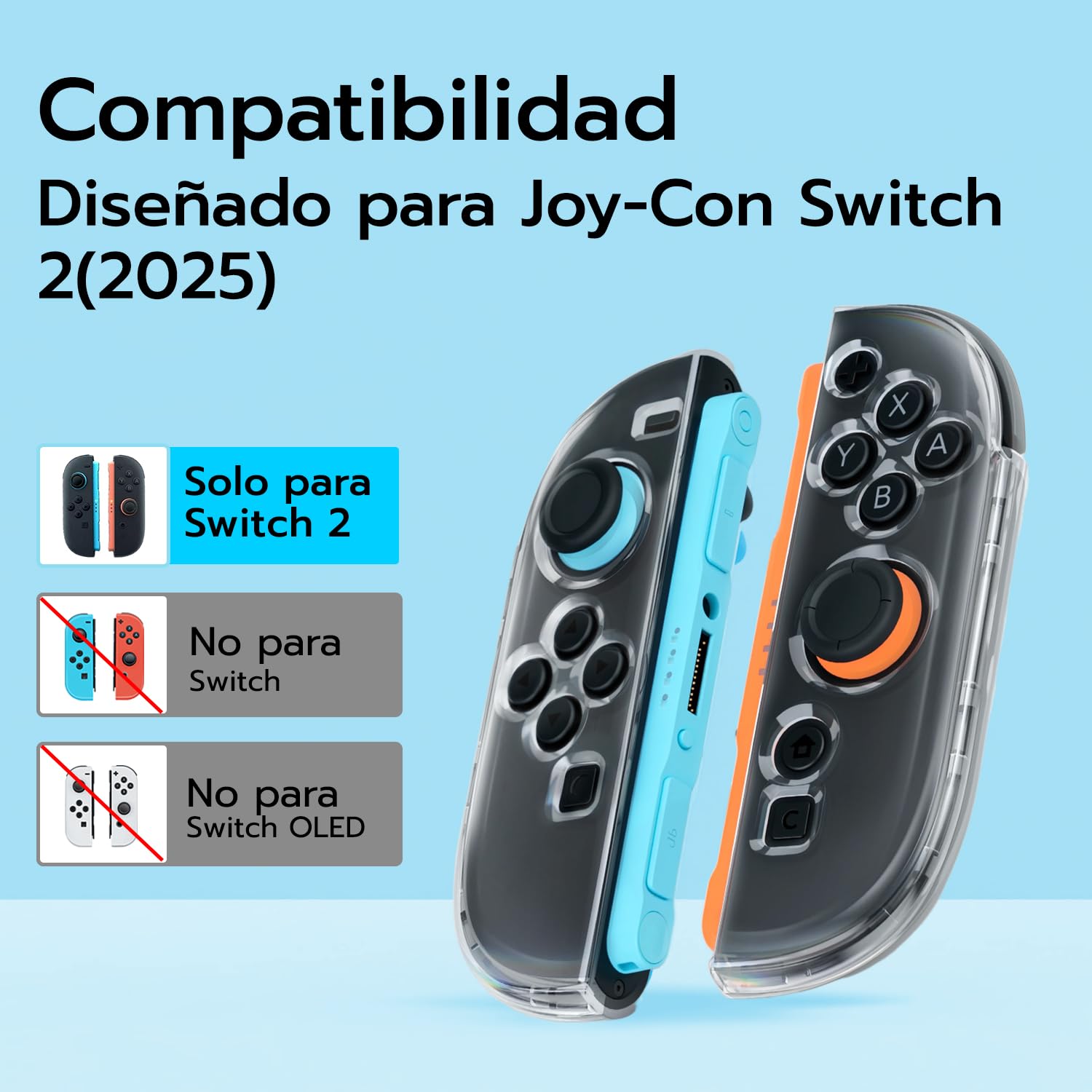 Mcbazel Funda Protectora Transparente de TPU para Nintendo Switch 2 Joy-con, Funda Transparente Resistente Compatible con Nintendo Switch 2 Joy-con
