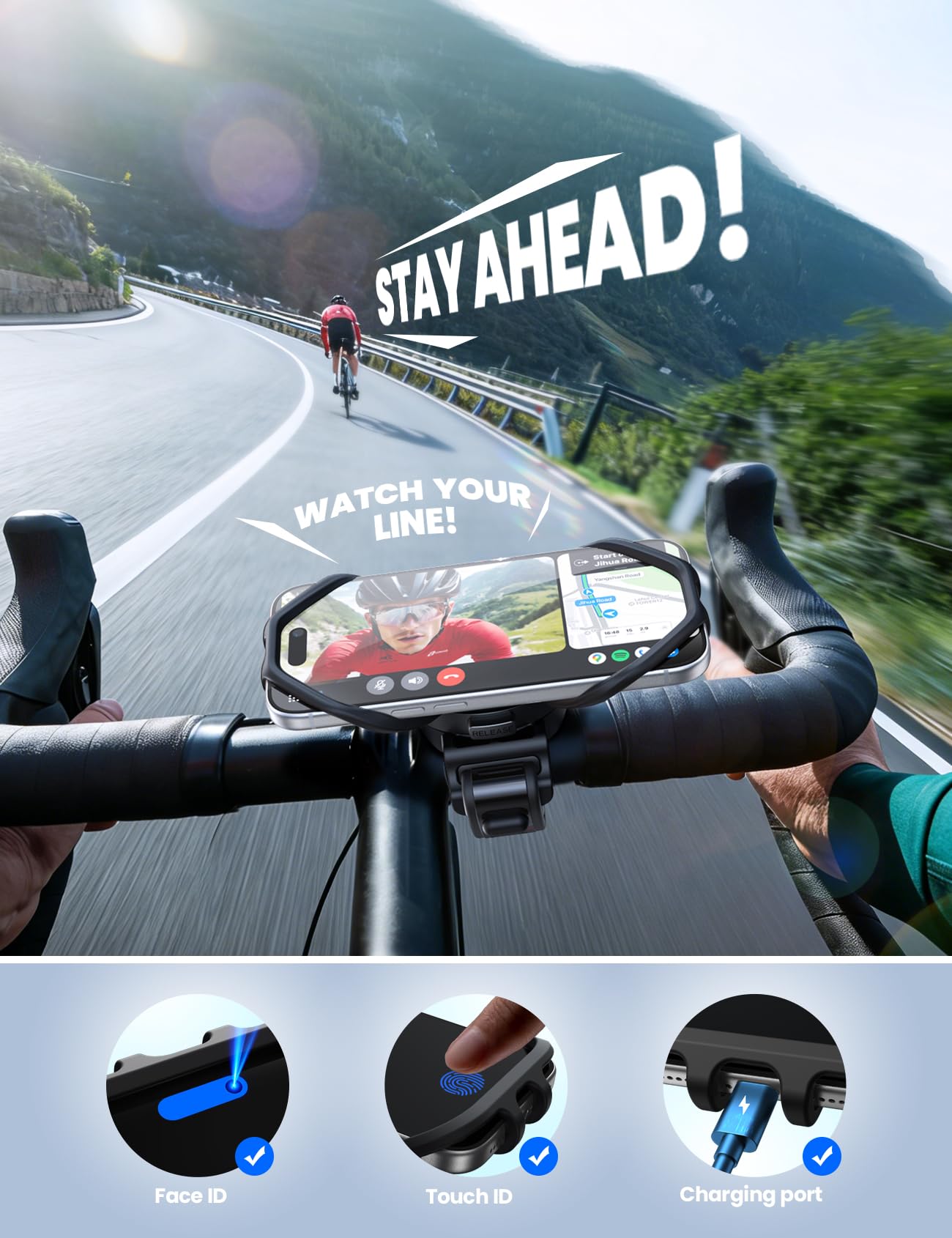 JOYROOM Uchwyt na telefon rowerowy [zdejmowany i silikonowy amortyzator] uchwyt na telefon do motocykla obrotowy o 360° uchwyt na kierownicę do roweru górskiego dla iPhone 17 16 15 Smartphone 4,7-7,0