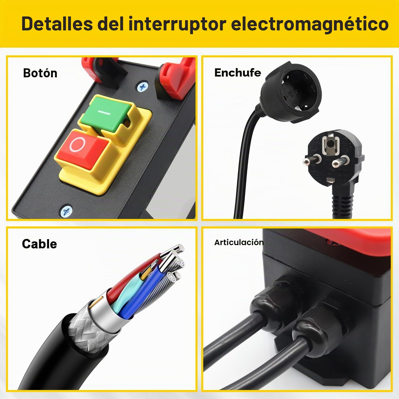 Interruptor de Máquina Binghe 250V 16A Interruptor de Encendido, Elektromagnetischer Schalter Nullspannungsschalter not Aus Schalter mit Steckdose für Schnellen Ausschalten