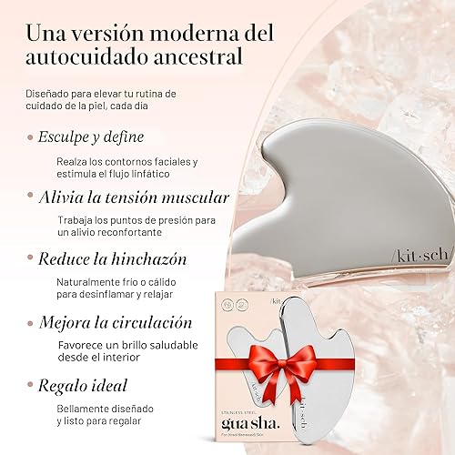 Miniatura 3 de Kitsch Herramientas faciales Gua Sha de acero inoxidable - Herramienta Guasha para cara, herramienta de escultura facial, moldeador de mandíbula