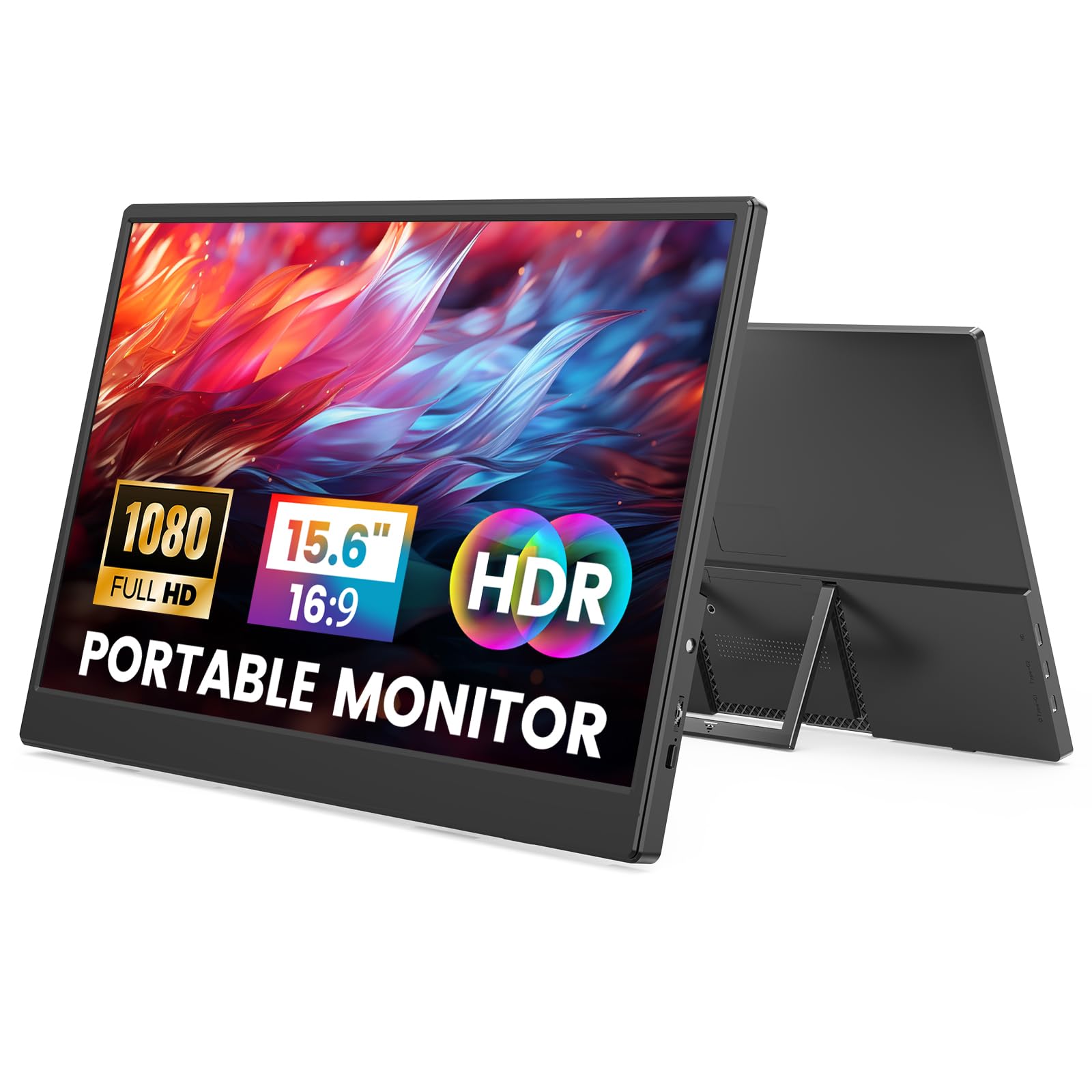 CUIUIC Portable Monitor, 15.6 Inch IPS FHD 1920 x 1080 with HDR, Slim and Light, USB-C Type C HDMI Display with Speakers, Compatible with PC Laptop Xbox PS4/5 MacBook