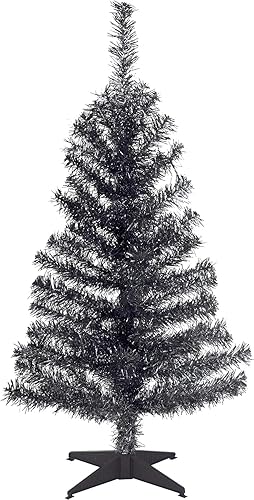 National Tree Company - Árbol de Navidad artificial, oropel negro, incluye soporte, 3 pies