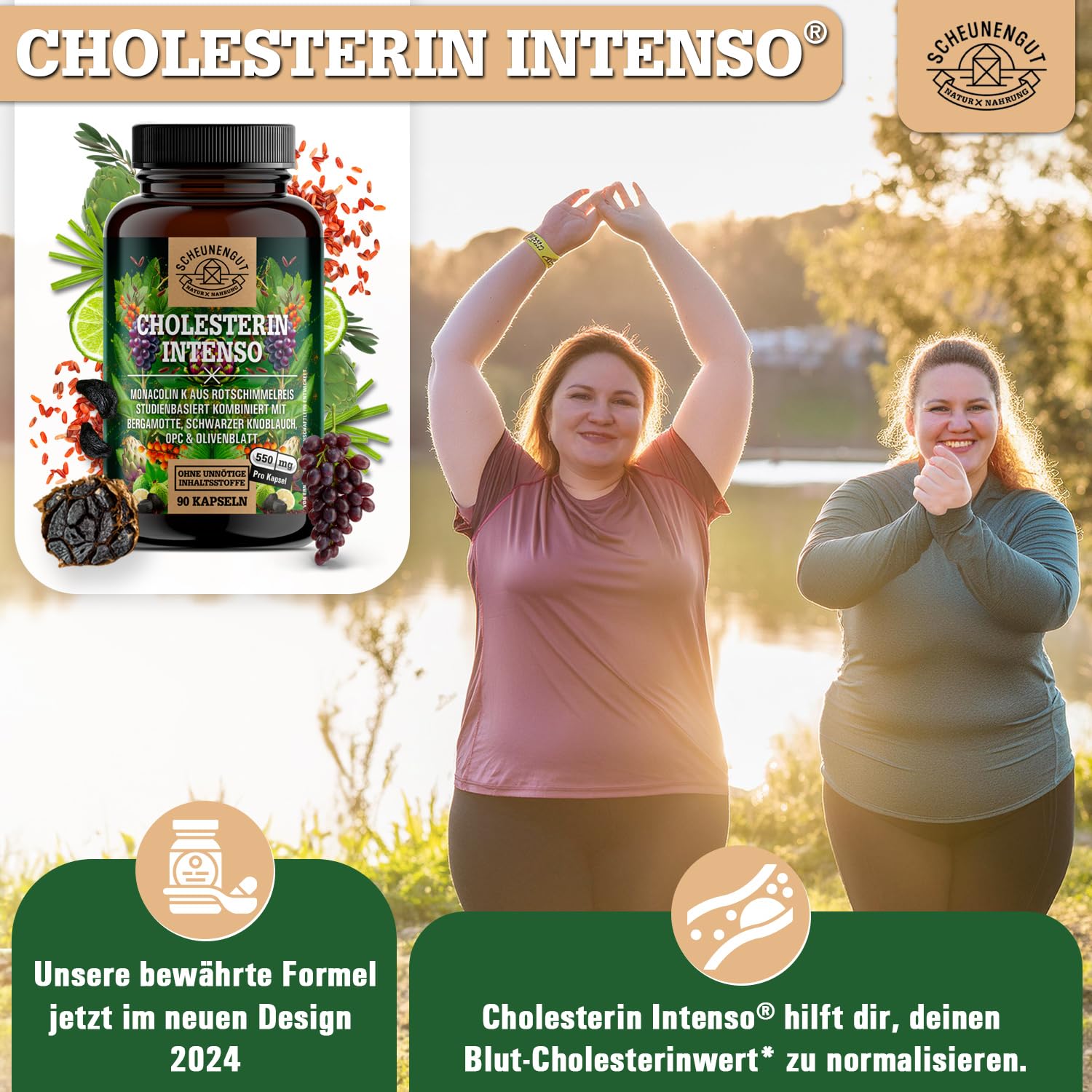 CHOLESTERIN INTENSO® Roter Reis -WICHTIG: Cholesterin Kapseln mit Monacolin K, Schwarzer Knoblauch, Bergamotte, Artischocke etc -Roter Reis Kapseln- 90Stk DE SCHEUNENGUT®