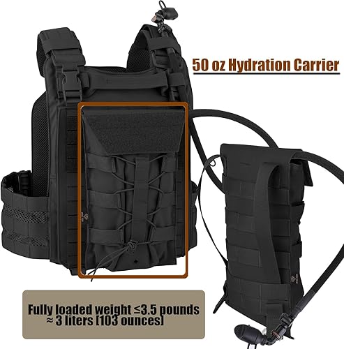 Miniatura 5 de PETAC GEAR Paquete de hidratación táctica de 1.5L3 L, bolsa Molle para mochila de hidratación de 50 onzas100 onzas.