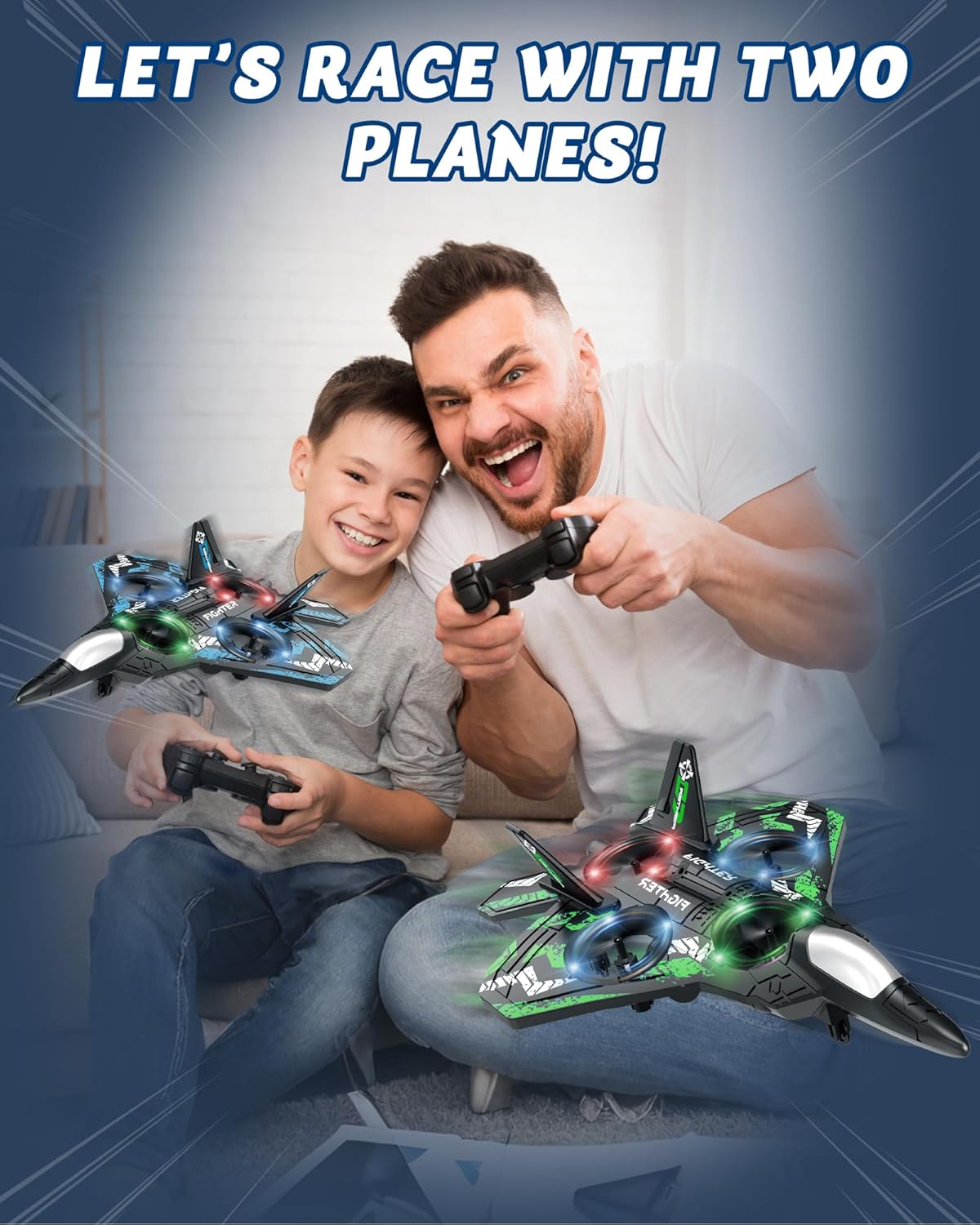 Drones for Kids Form RC Plane, Remote Control Airplane, Aircrafts for Boys and Girls, Jet Helicopter Drones with LED Lights 360° Flip, 4 Rechargeable Batteries Boy Toys (2 Pack)