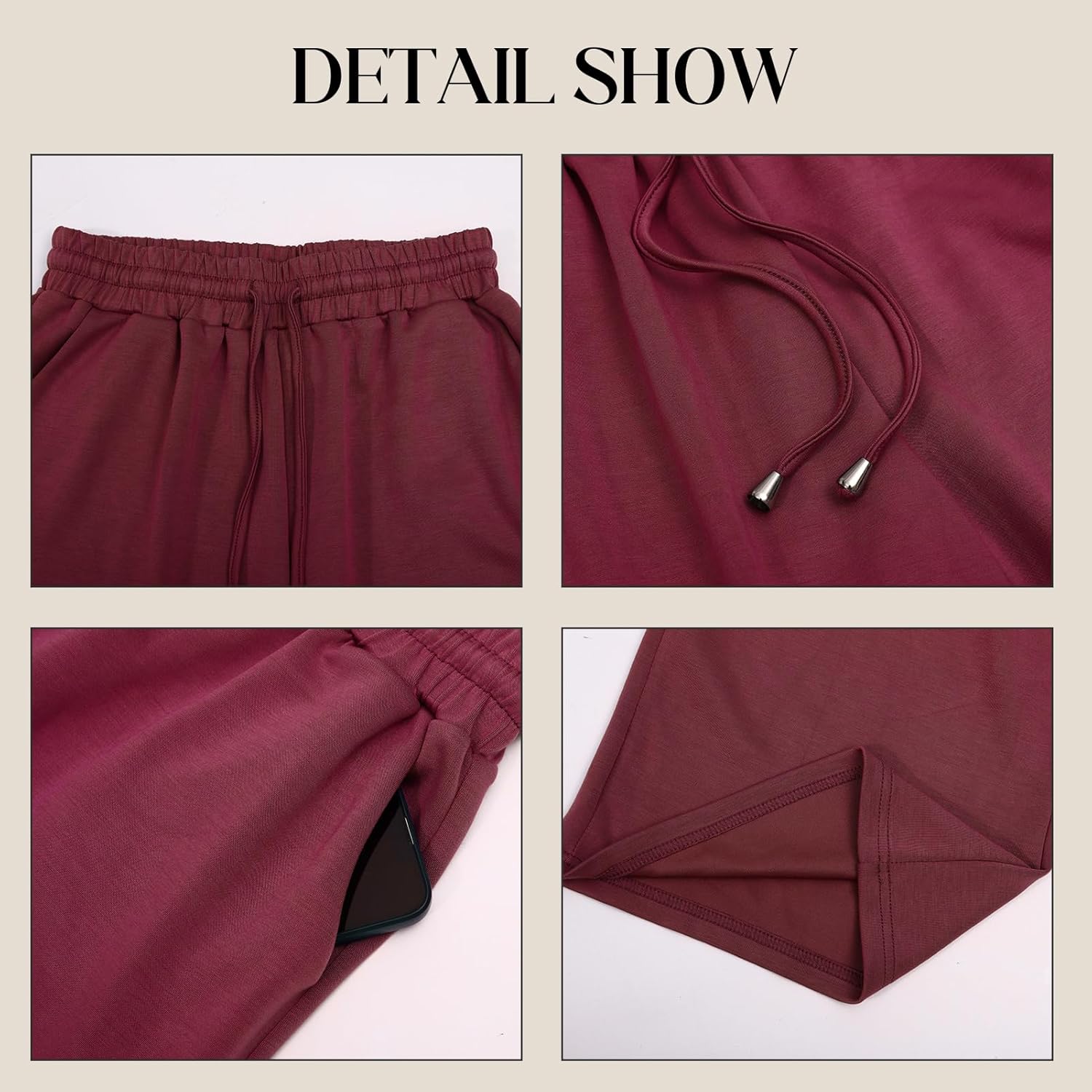 HOUZONIY Womens Wide Leg Sweatpants High Waisted Drawstring Straight Leg Baggy Comfy Casual Trendy Pull On Pockets Pants - Image 6