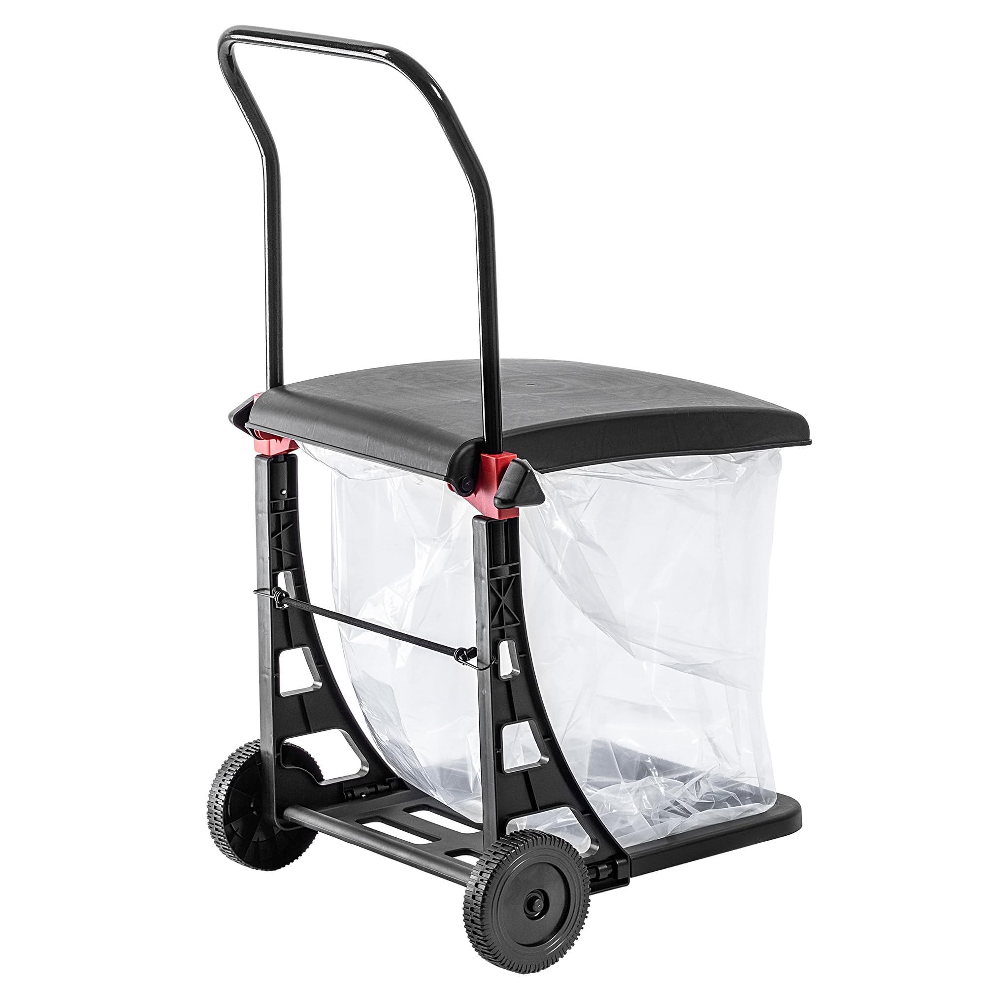 KADAX Carro de basura de 80 l, cubo con tapa y ruedas, soporte para bolsas móviles para jardín, acero y plástico