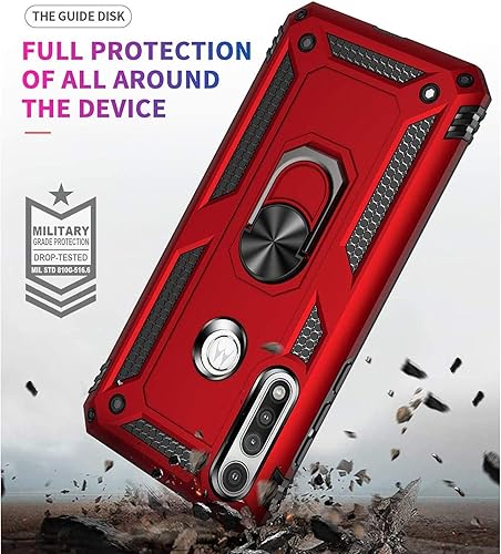 Miniatura 5 de TJS Funda compatible con Motorola Moto G Fast con protector de pantalla de vidrio templado, soporte magnético de soporte magnético resistente contra