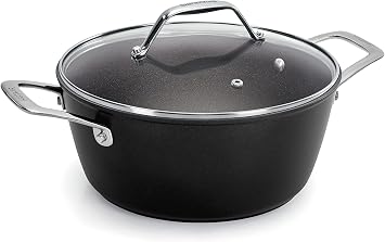 Barazzoni Induction Compatible Casserole with Lid, 7.9 inches 20 cm, Black TITAN