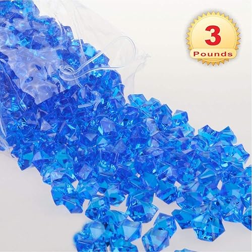 Miniatura 9 de PMLAND Piedras de hielo acrílicas, cristales de gemas  550 unidades, bolsa a granel de 3 libras para relleno de jarrón, mesa, dispersos, fiestas,