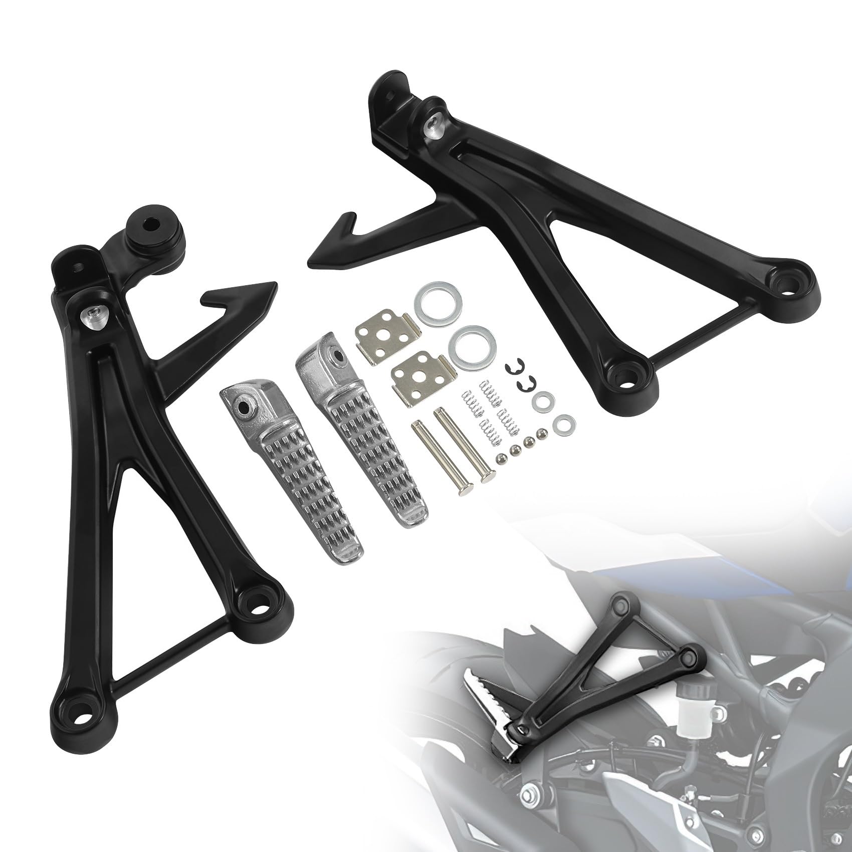 Repose-pieds passager moto noir et support pour Kawasaki Ninja ZX4R ZX-25R