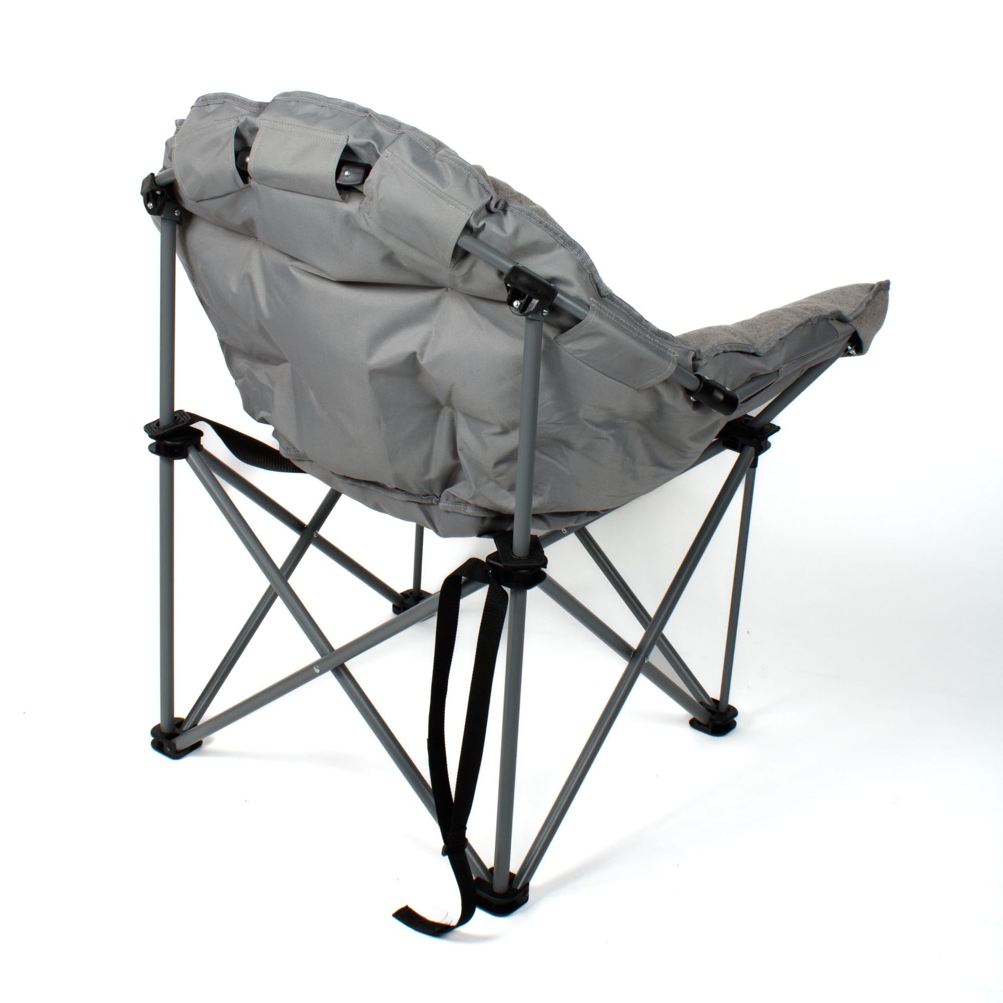 Eclipse Glampingstuhl Outdoor Campingstuhl Moonchair Super 200 KG | Soft Relax Stuhl klappbar Strandstuhl Balkonstuhl oder Gartenstuhl mit Tragetasche Modell: Atlas, Stofffarbe Stuhl:Grau