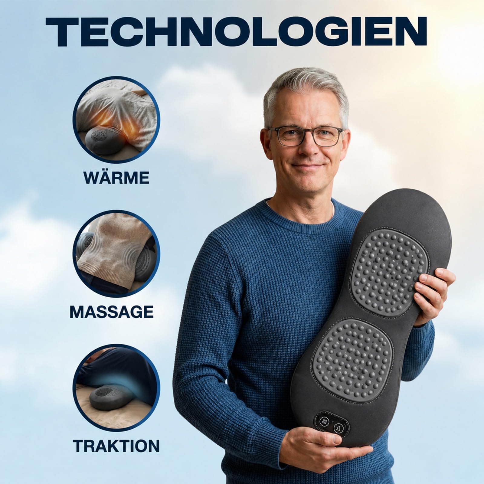 Curesleep - Triple Fusion Massagegerät,2026 Neu Curesleep Kissen Original,Mit Vibration,Beheizung,Ergonomischem Design Und Memory