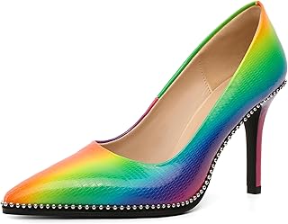 Women Beaded Pumps Closed Pointed Toe High Heel Slip On Stilettos 3.5 In...