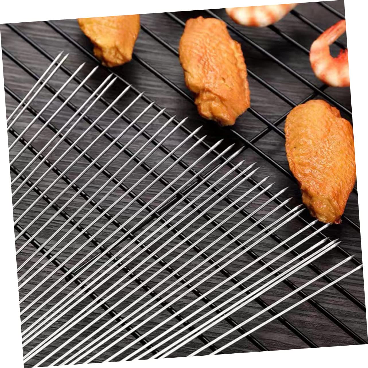 SUPVOX Spiedini per Barbecue in Metallo Inox 304, Riutilizzabili, 100 Pezzi per Arrosticini e Grigliate da Picnic