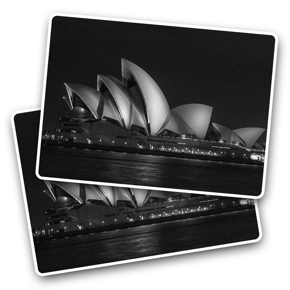 Destination Vinyl Ltd Multi 2 X 7.5Cm Rectangle Stickers - Sydney Opera House Australia Night Decals 41263