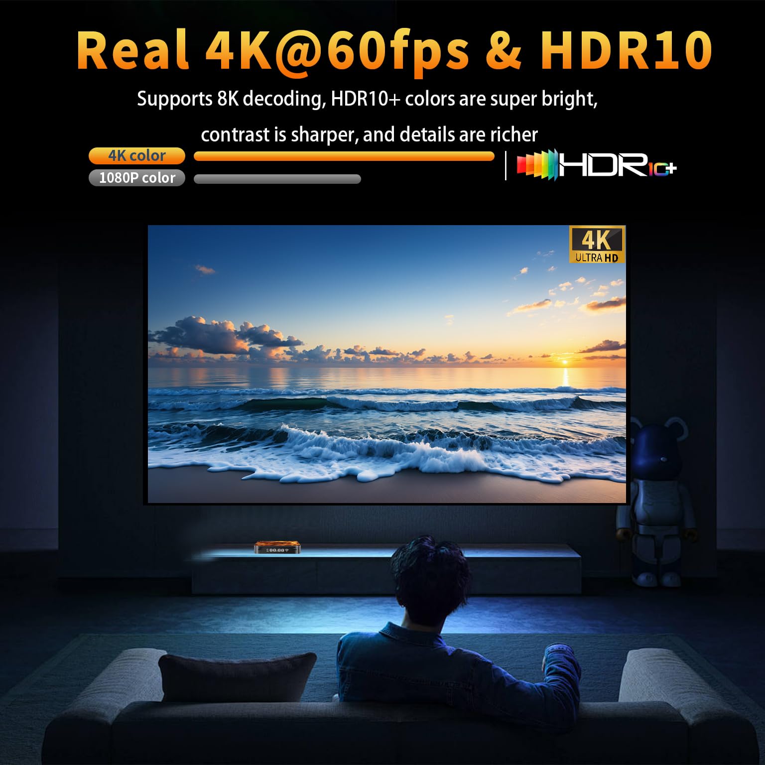HS86 PRO13 TV Box Android 14.0, Nuovo Android Box RK3528 4GB 32GB Supporto 4K 8K 2.4/5.8GHz Dual Band WiFi6 BT5.4 HDR10+ 10/100M Ethernet Internet Smart TV Box con Telecomando Vocale Bluetooth 2026