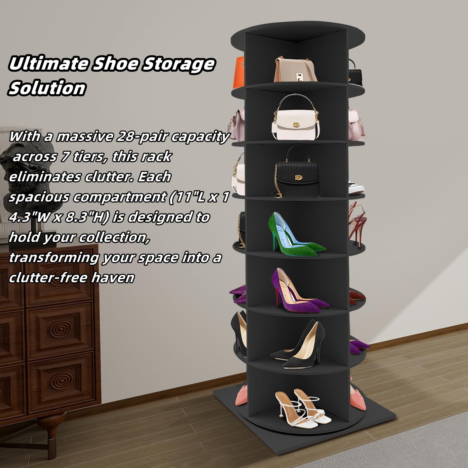 Amazon｜MEIWAIZX 7段回転シューズラック タワー 自立式 回転靴