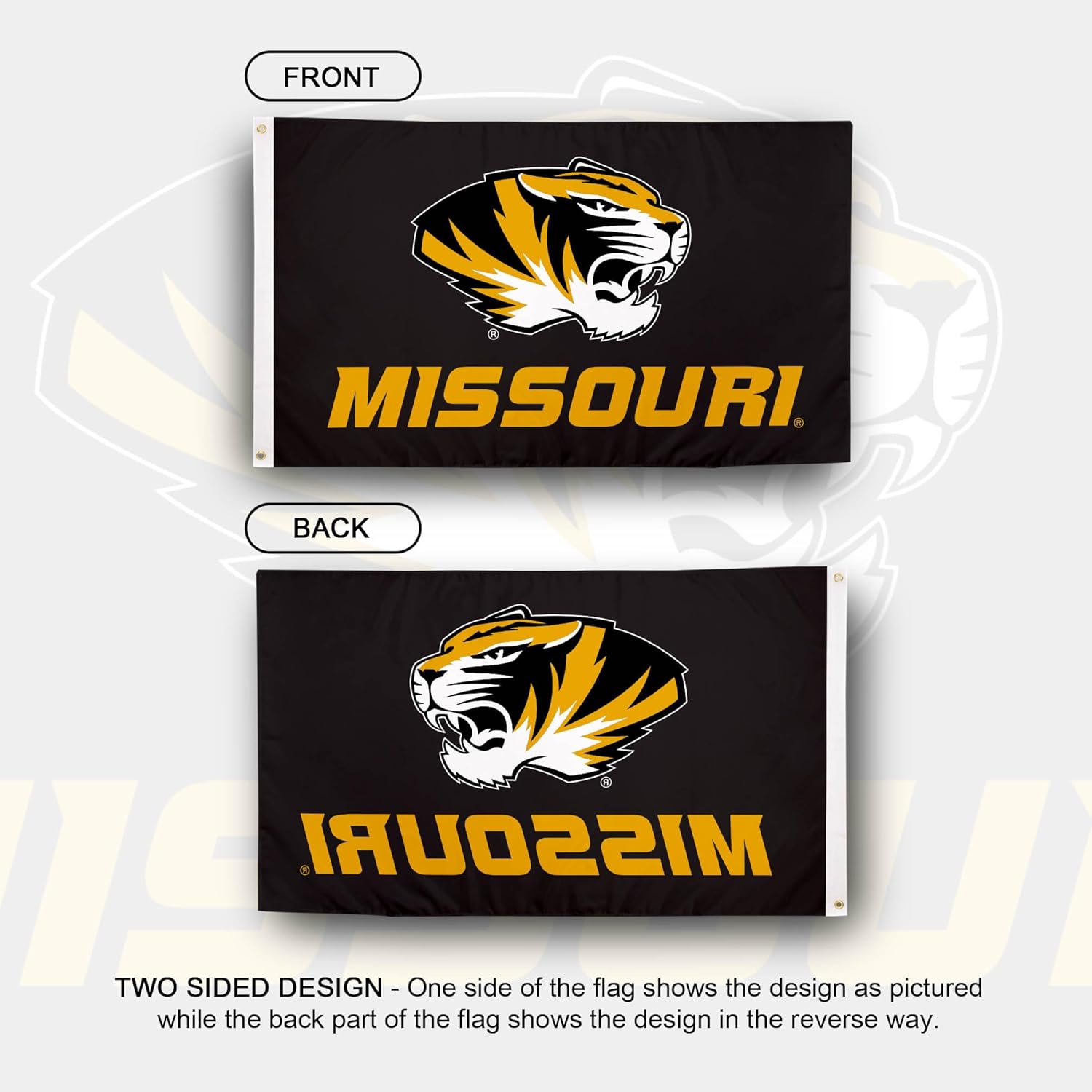 Desert Cactus University of Missouri UM Flag - 3 x 5 Feet Tigers Banner, Indoor/Outdoor Durable Fabric, 100% Polyester Design (Style 5)
