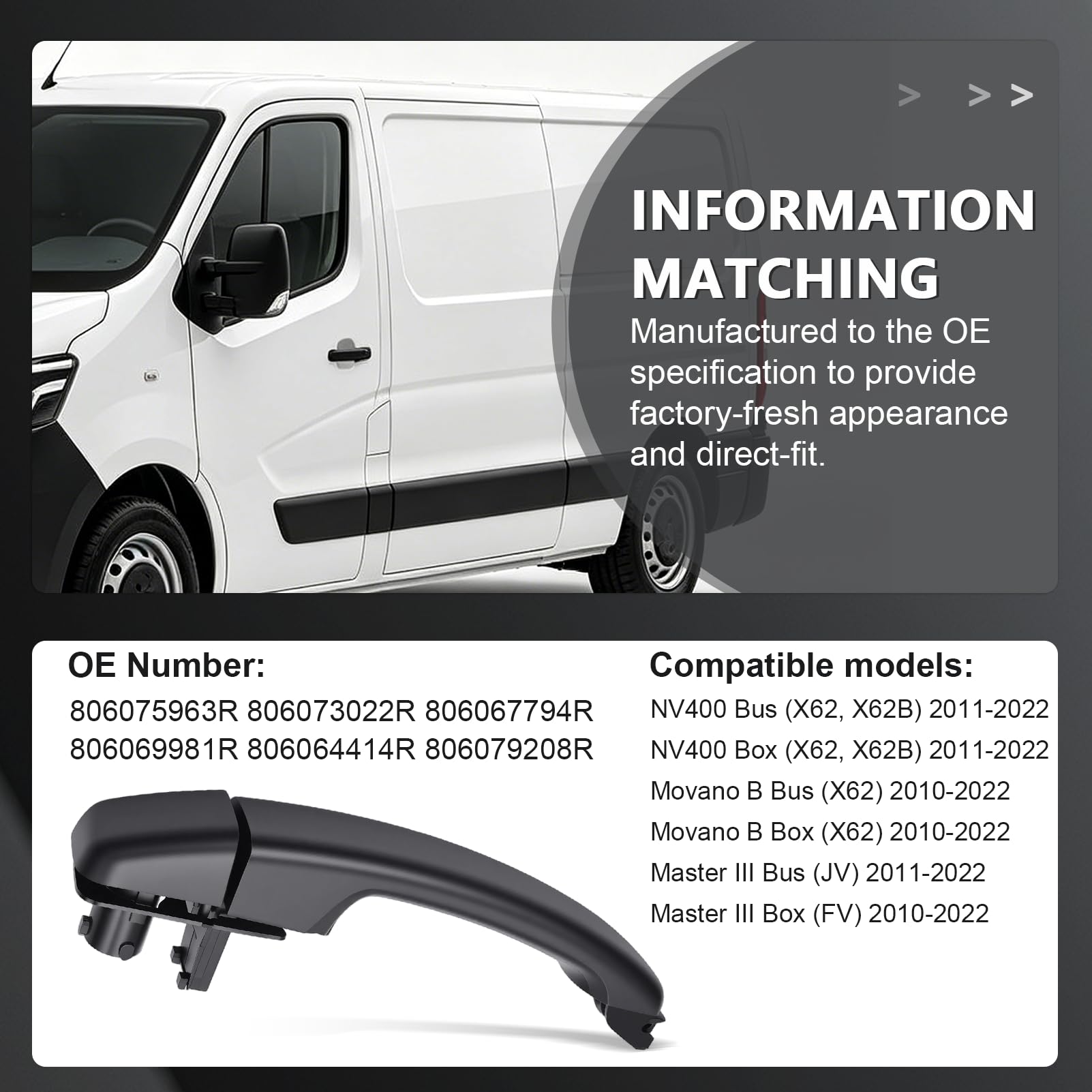 Schiebetürgriff mit Halter Träger Set links rechts für Master III Movano B NV400 Türgriff Schiebetür 806067794R 806079208R 806075963R