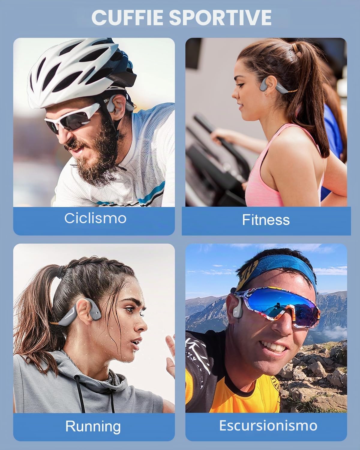 MONODEAL Cuffie Conduzione Ossea Bluetooth 5.3, 20 Ore di Riproduzione, IP67 Sport Impermeabili Wireless Auricolari Open Ear per Corsa Camminata Fitness