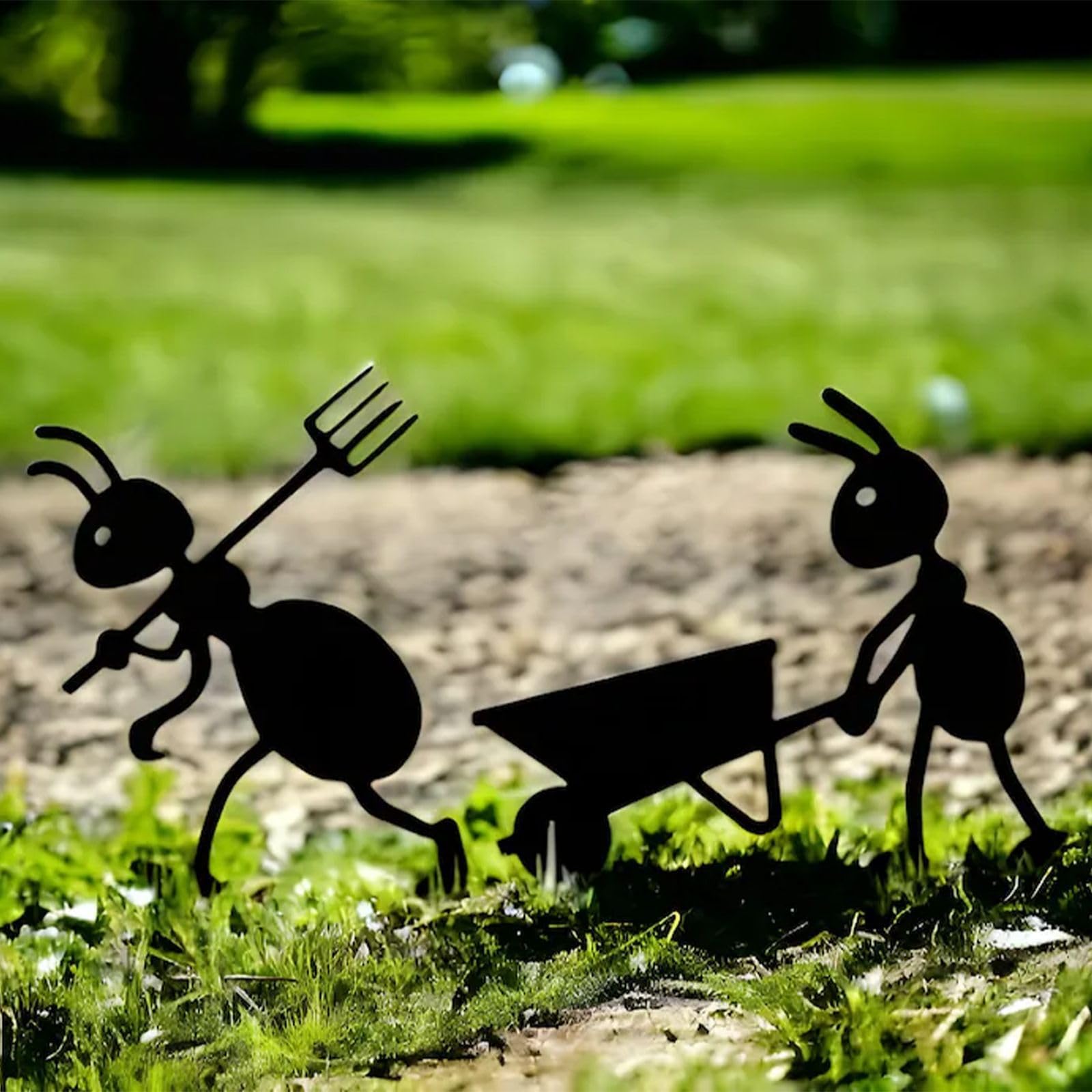 QBMYCN Ant Metal Garden Stakes Decorative,2 Pack Black Ant Silhouette Statues,for Yard Garden - Image 3